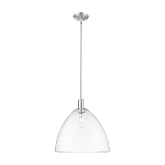 Innovations Bristol 16in 1-Light Mini Pendant | Industrial Brushed Satin Nickel Steel and Clear Glass | Kitchen Island & Dining | Model 716-1S-SN-GBD-162