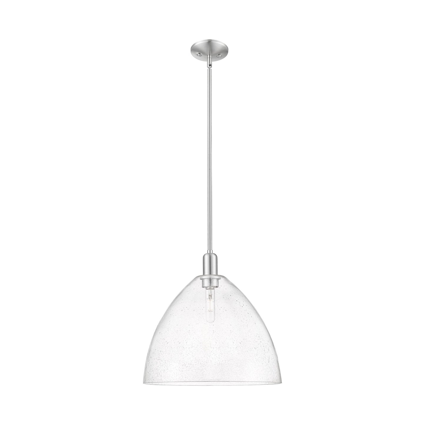 Innovations Bristol 16in 1-Light Mini Pendant | Industrial Brushed Satin Nickel Steel and Seedy Glass | Kitchen Island & Dining | Model 716-1S-SN-GBD-164