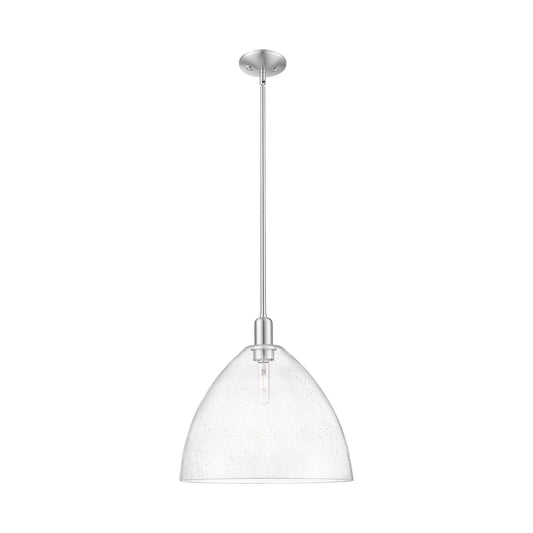 Innovations Bristol 16in 1-Light Mini Pendant | Industrial Brushed Satin Nickel Steel and Seedy Glass | Kitchen Island & Dining | Model 716-1S-SN-GBD-164