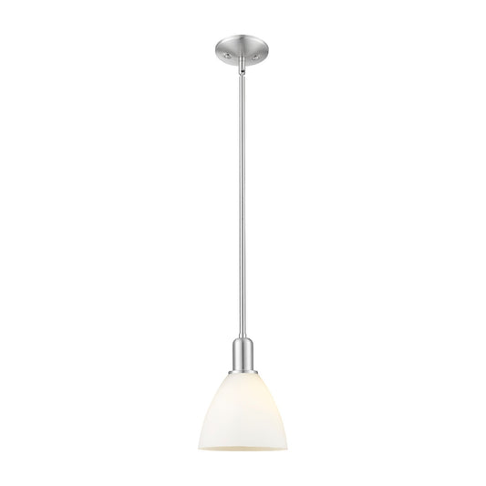 Innovations Bristol 8in 1-Light Mini Pendant | Industrial Brushed Satin Nickel and Matte White Glass | Kitchen Island & Dining | Model 716-1S-SN-GBD-751