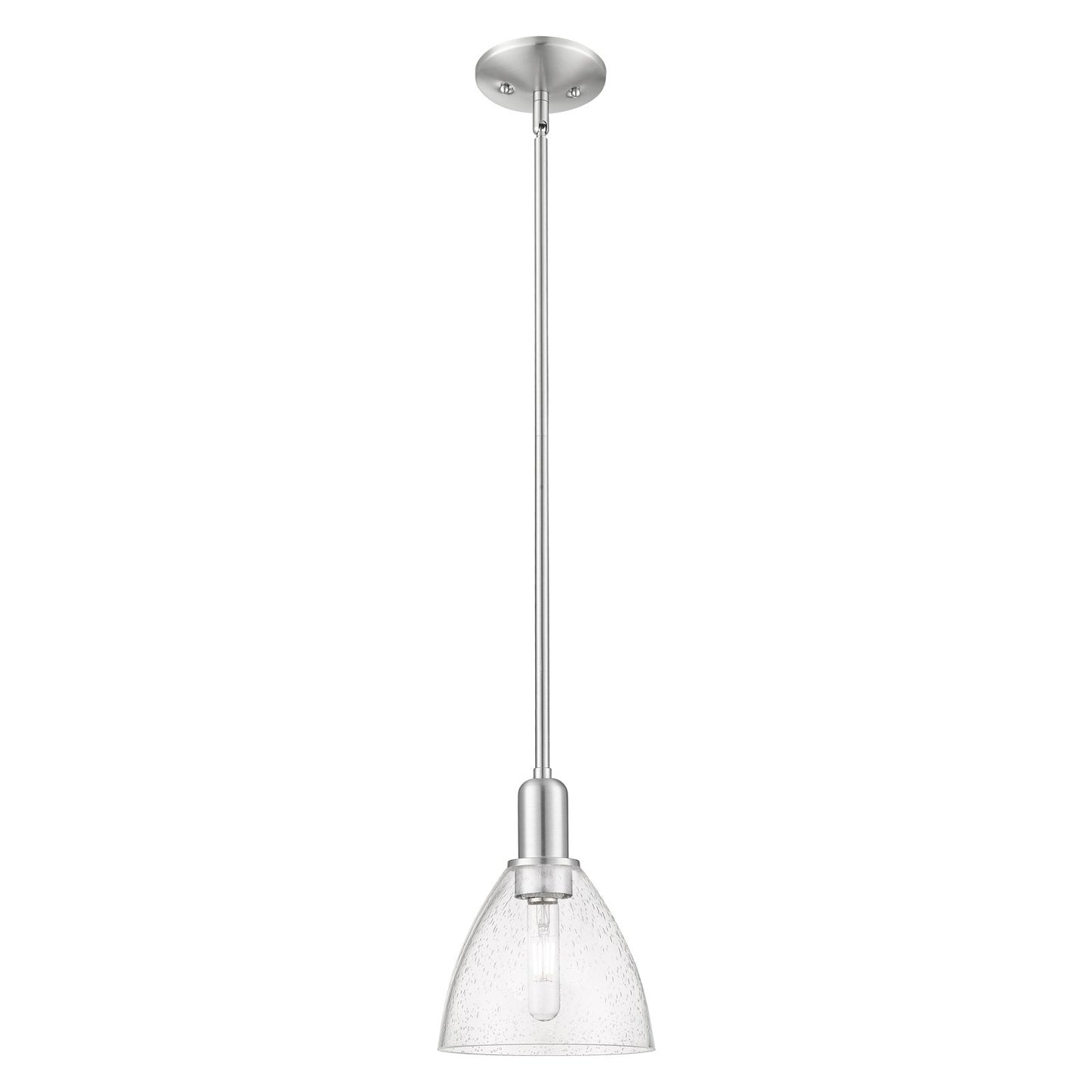 Innovations Bristol 8in 1-Light Mini Pendant | Industrial Brushed Satin Nickel Steel and Seedy Glass | Kitchen Island & Dining | Model 716-1S-SN-GBD-754