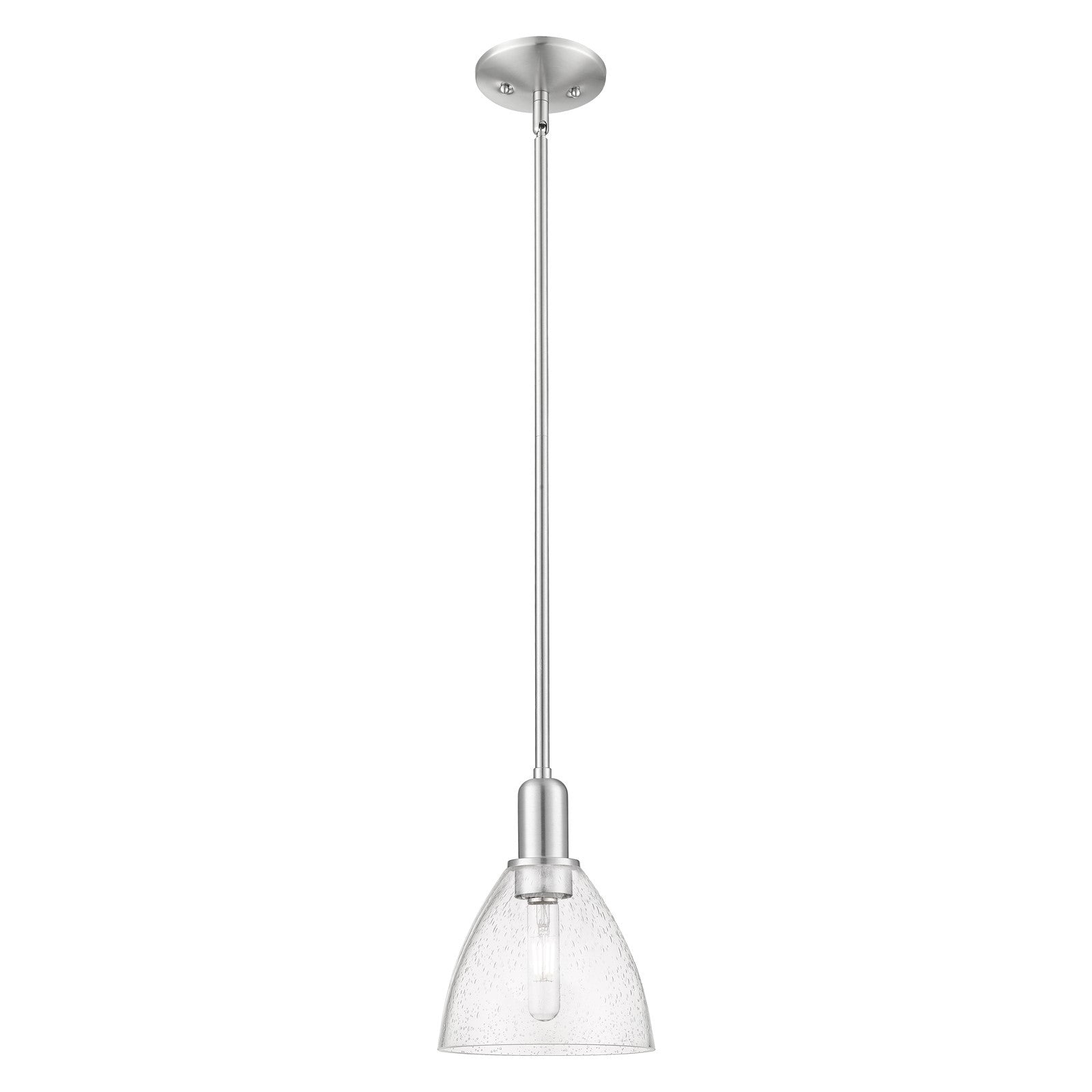 Innovations Bristol 8in 1-Light Mini Pendant | Industrial Brushed Satin Nickel Steel and Seedy Glass | Kitchen Island & Dining | Model 716-1S-SN-GBD-754