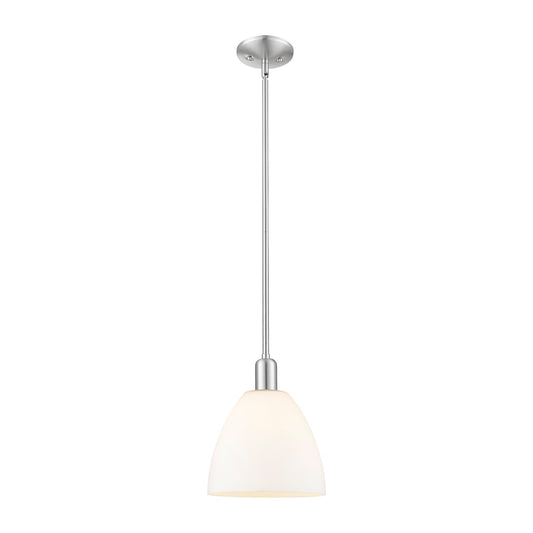 Innovations Bristol 9in 1-Light Mini Pendant | Industrial Brushed Satin Nickel and Matte White Glass | Kitchen Island & Dining | Model 716-1S-SN-GBD-91