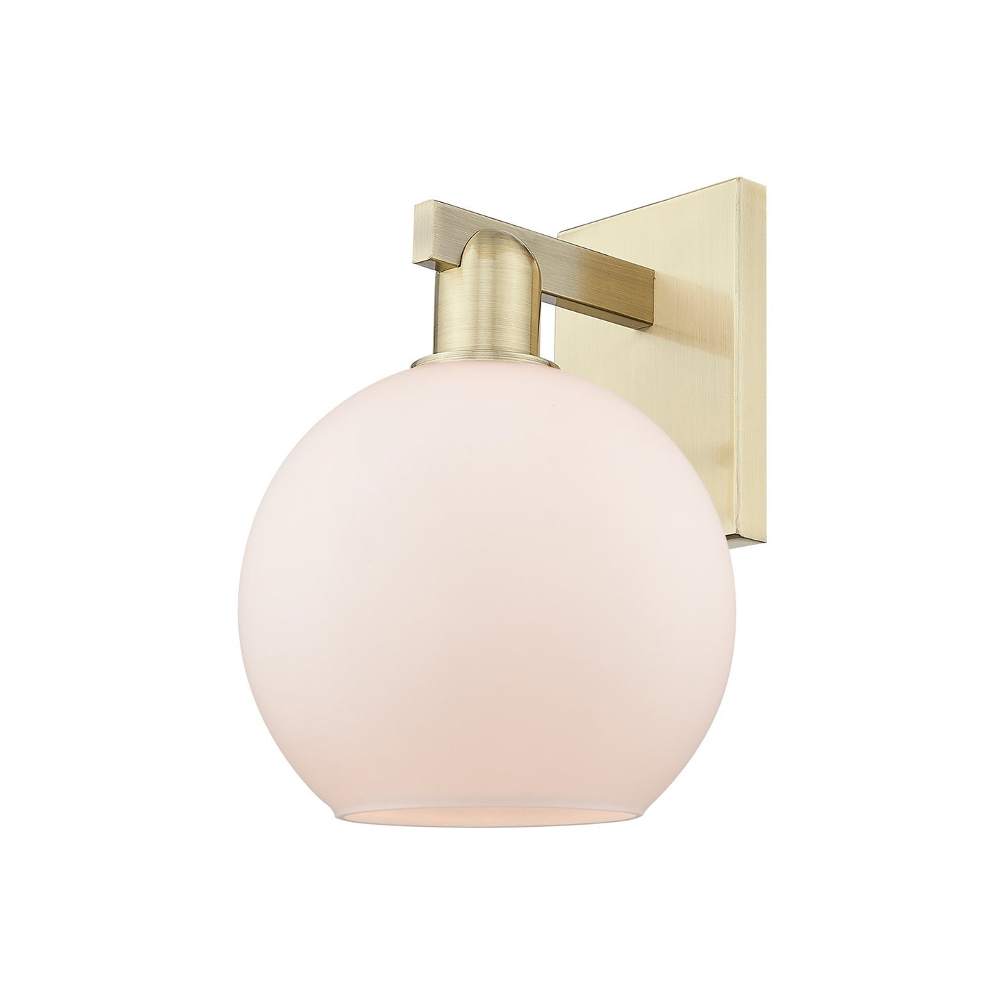 Innovations Athens 8in 1-Light Wall Sconce | Industrial Antique Brass and Matte White Glass | Bathroom & Hallway Accent | 8 x 8.5 | Model 716-1W-AB-G121-8