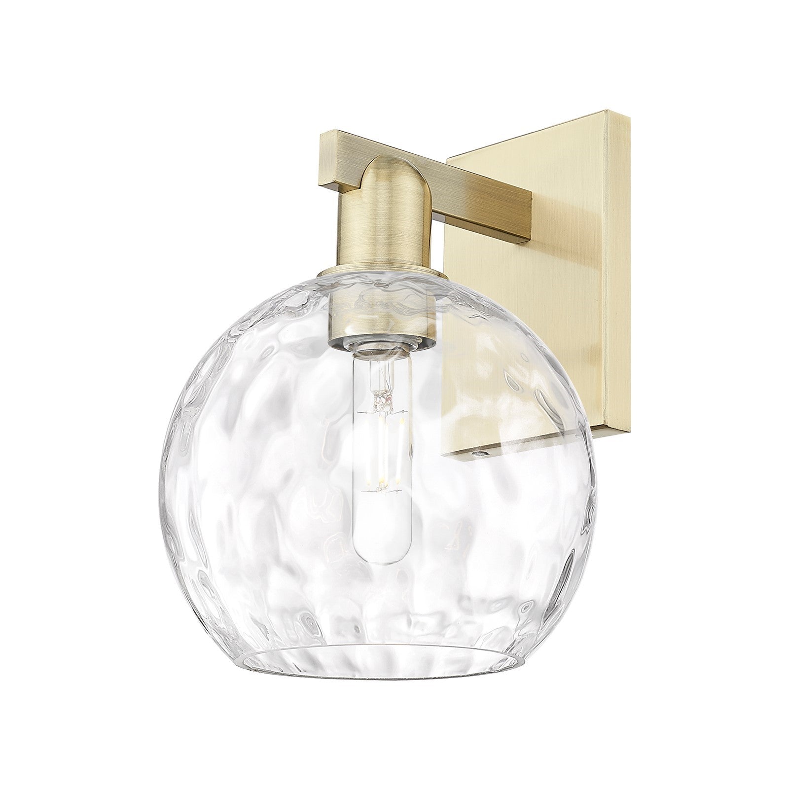 Innovations Athens Water Glass 8in 1-Light Wall Sconce | Industrial Antique Brass and Clear Glass | Bathroom & Hallway Accent | Model 716-1W-AB-G1215-8