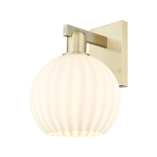 Innovations Lighting White Venetian 8in 1-Light Wall Sconce | Industrial Antique Brass Steel and White Venetian Glass | Model 716-1W-AB-G1217-8WV