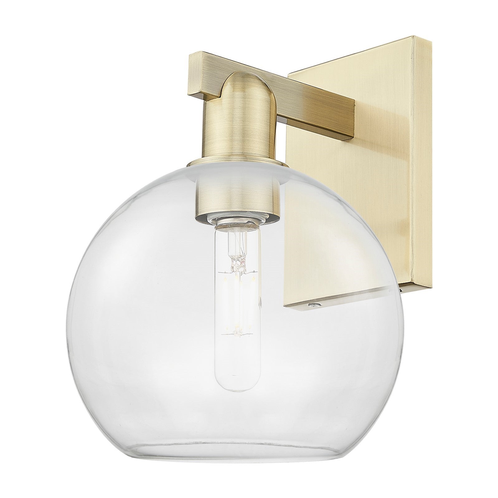 Innovations Athens 8in 1-Light Wall Sconce | Industrial Antique Brass and Clear Glass | Bathroom & Hallway Accent | 8 x 8.5 x | Model 716-1W-AB-G122-8