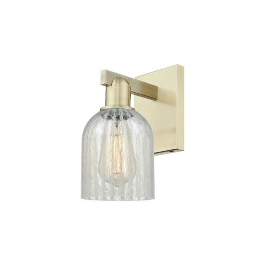Innovations Caledonia 5in 1-Light Wall Sconce | Industrial Antique Brass Steel and Mouchette Glass | Bathroom & Hallway Accent | 5 | Model 716-1W-AB-G2511