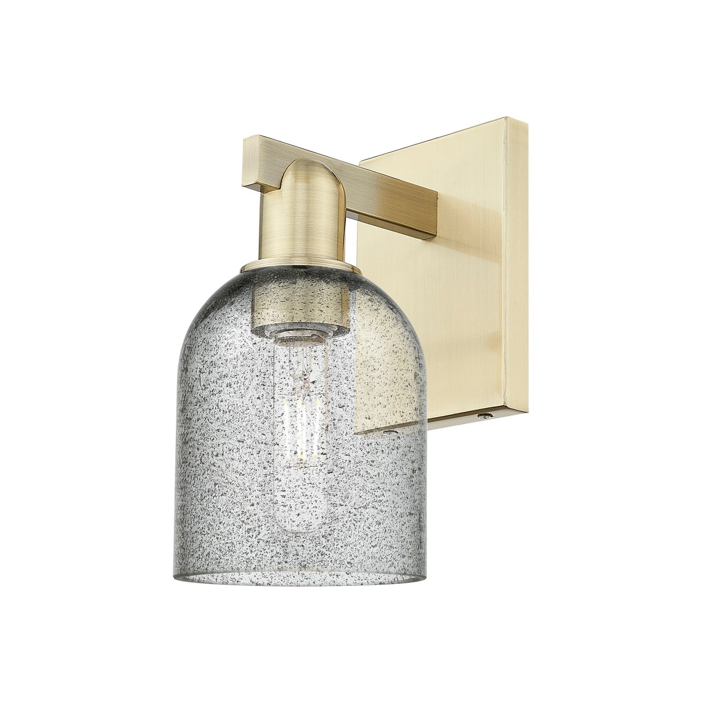 Innovations Caledonia 5in 1-Light Wall Sconce | Industrial Antique Brass and Charcoal Glass | Bedroom & Hallway Accent | 5 x 10.75 | Model 716-1W-AB-G257