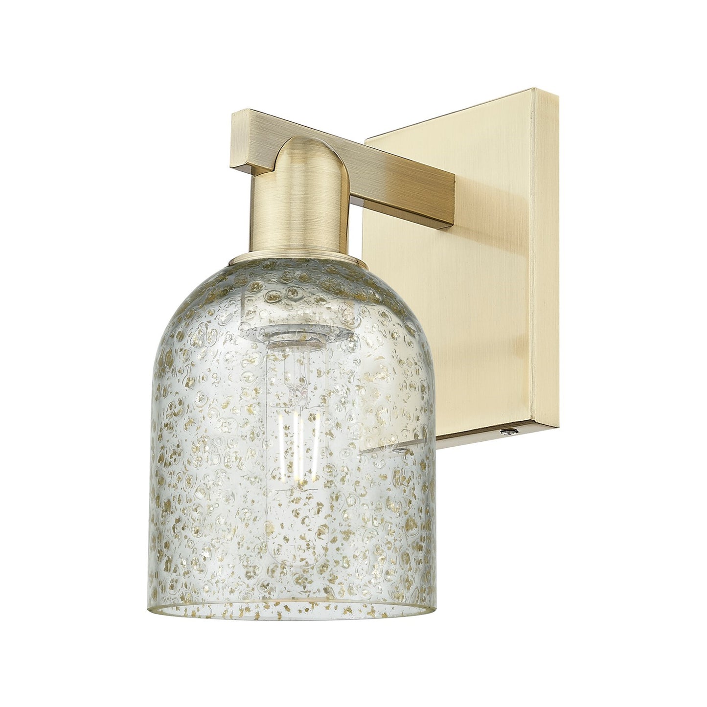 Innovations Lighting Caledonia 5in 1-Light Wall Sconce | Industrial Antique Brass Steel and Mica Glass | Bathroom & Hallway Accent | Model 716-1W-AB-G259