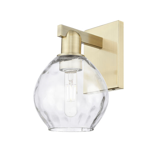 Innovations Waverly 6in 1-Light Wall Sconce | Industrial Antique Brass Steel and Clear Water Glass | Bathroom & Hallway Accent | 6 | Model 716-1W-AB-G362