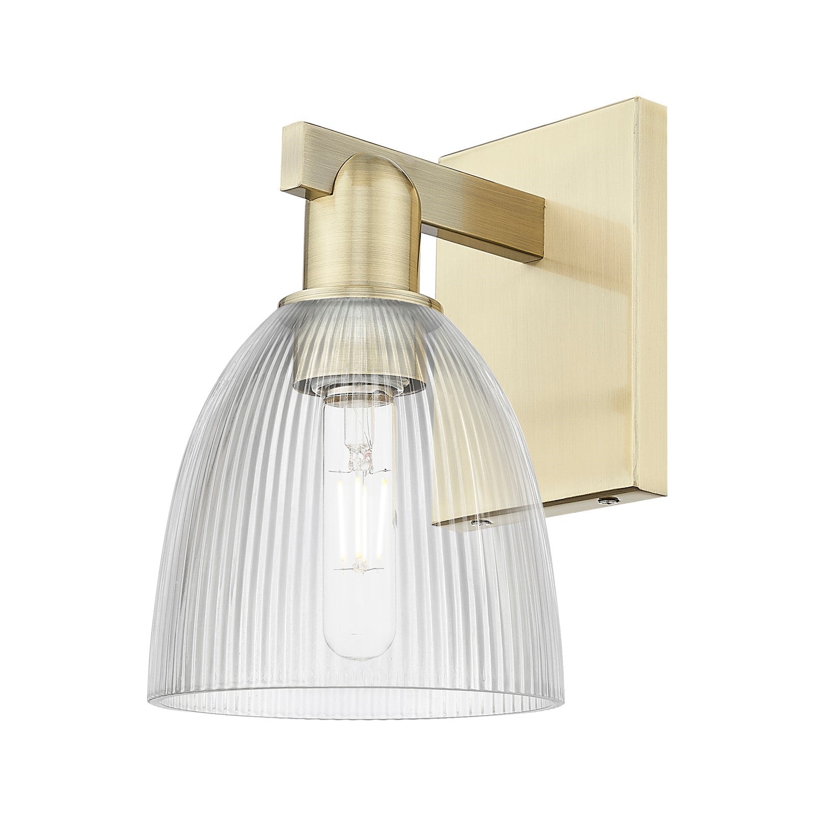 Innovations Castile 6in 1-Light Wall Sconce | Industrial Antique Brass and Clear Glass | Damp Rated Hallway & Bathroom | 6 x 7.5 x | Model 716-1W-AB-G382