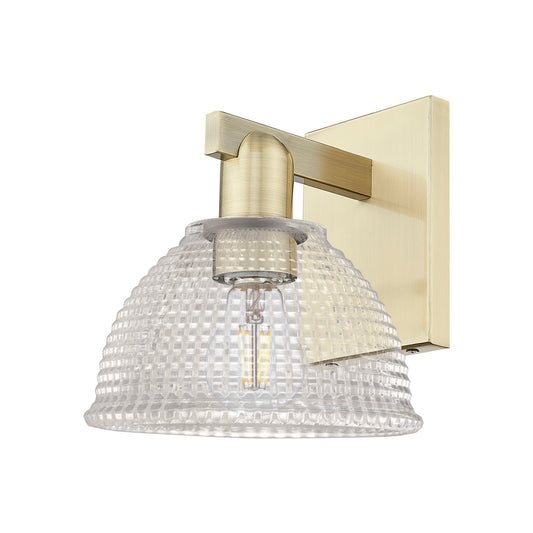 Innovations Arietta 8in 1-Light Wall Sconce | Industrial Antique Brass and Clear Glass | Bathroom & Hallway Accent | 8 x 8.25 x 9 in | Model 716-1W-AB-G422