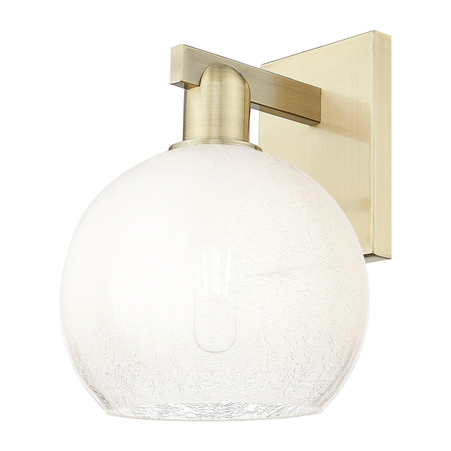 Innovations Brookhaven Globe 8in 1-Light Wall Sconce | Industrial Antique Brass Steel and Opal Glass | Bathroom & Hallway | Model 716-1W-AB-G483-8OP