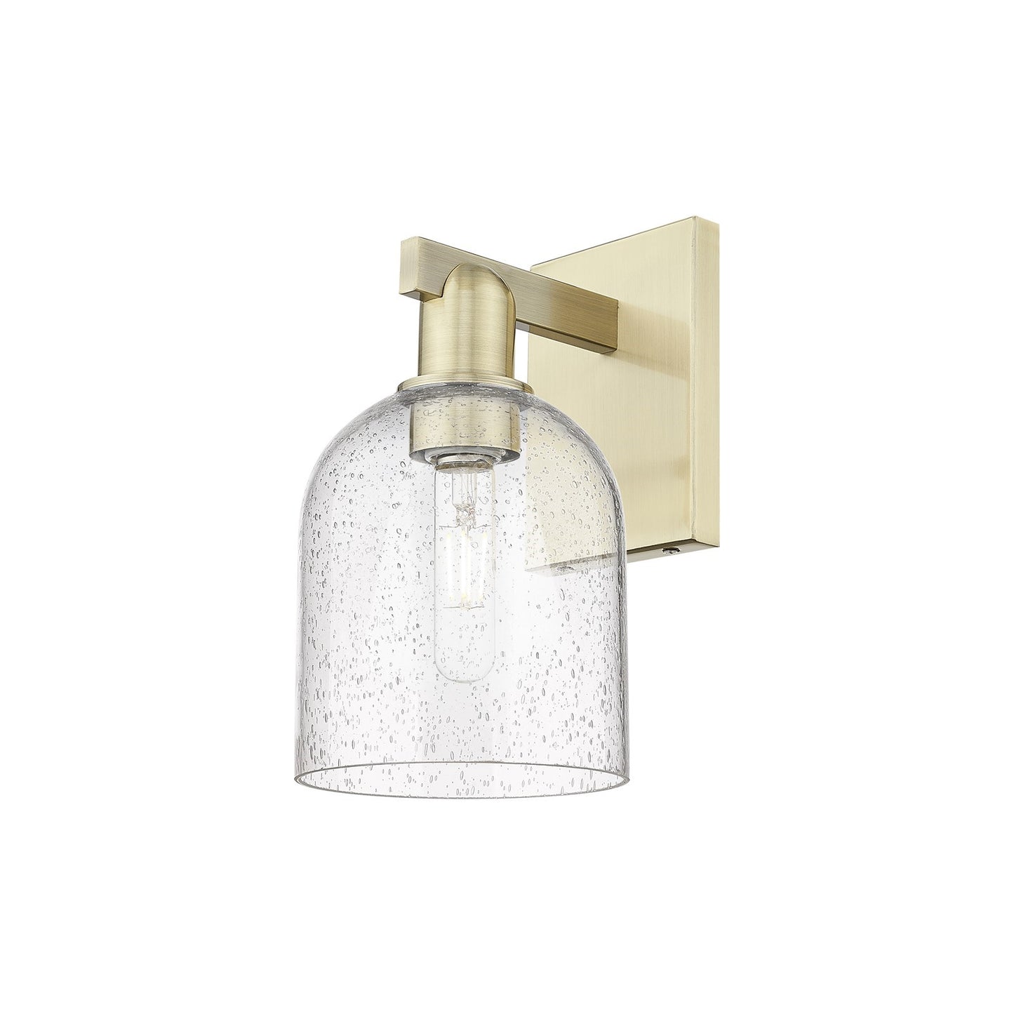 Innovations Bella 6in 1-Light Wall Sconce | Industrial Antique Brass Steel and Seedy Glass | Hallway & Bathroom Accent | 5.5 x | Model 716-1W-AB-G558-6SDY
