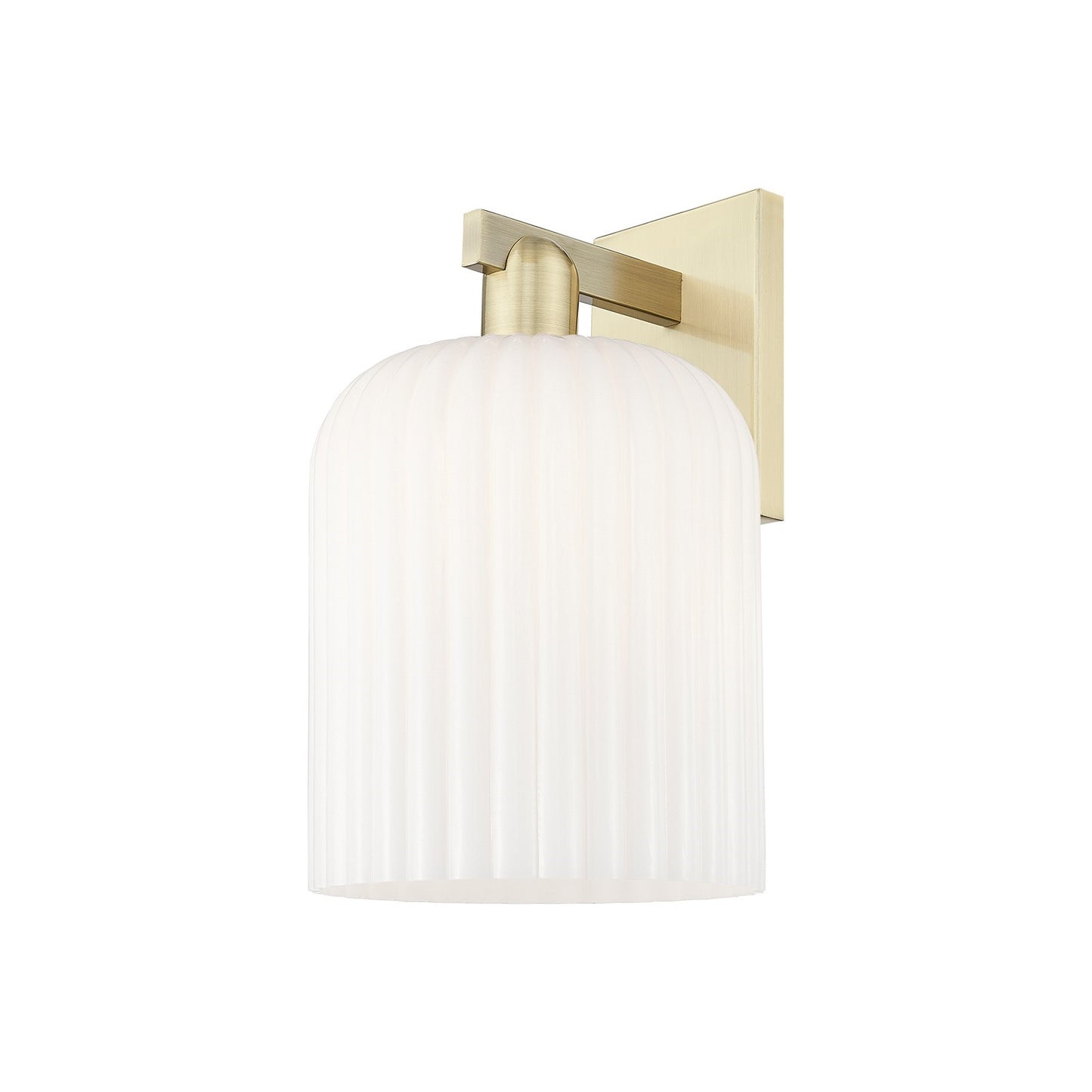 Innovations Bridal Veil 8in 1-Light Wall Sconce | Industrial Antique Brass Steel and Gloss White Ribbed Glass | Bathroom & | Model 716-1W-AB-G559-8GWH