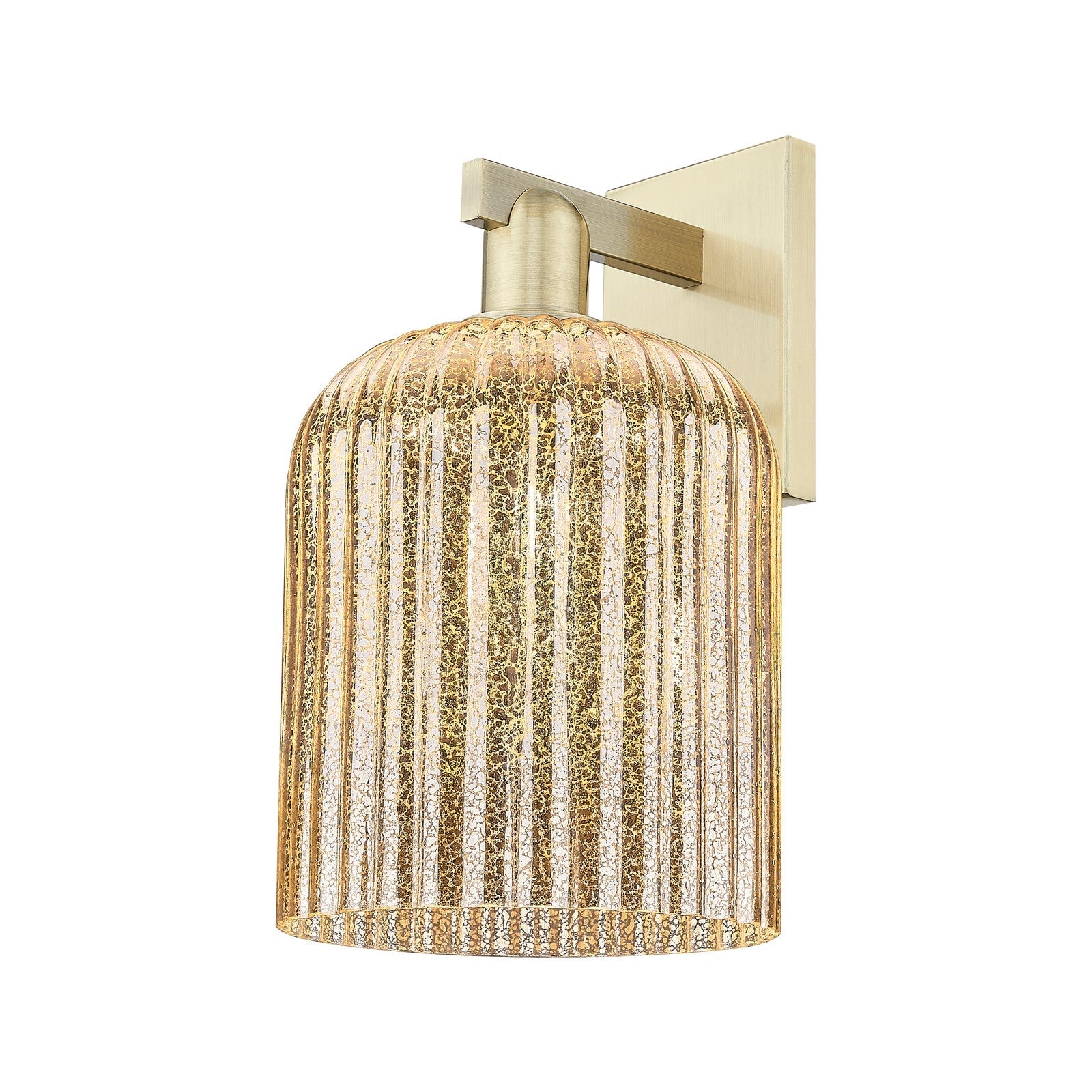 Innovations Bridal Veil 8in 1-Light Wall Sconce | Industrial Antique Brass and Mercury Ribbed Glass | Bathroom & Hallway Accent | Model 716-1W-AB-G559-8ME