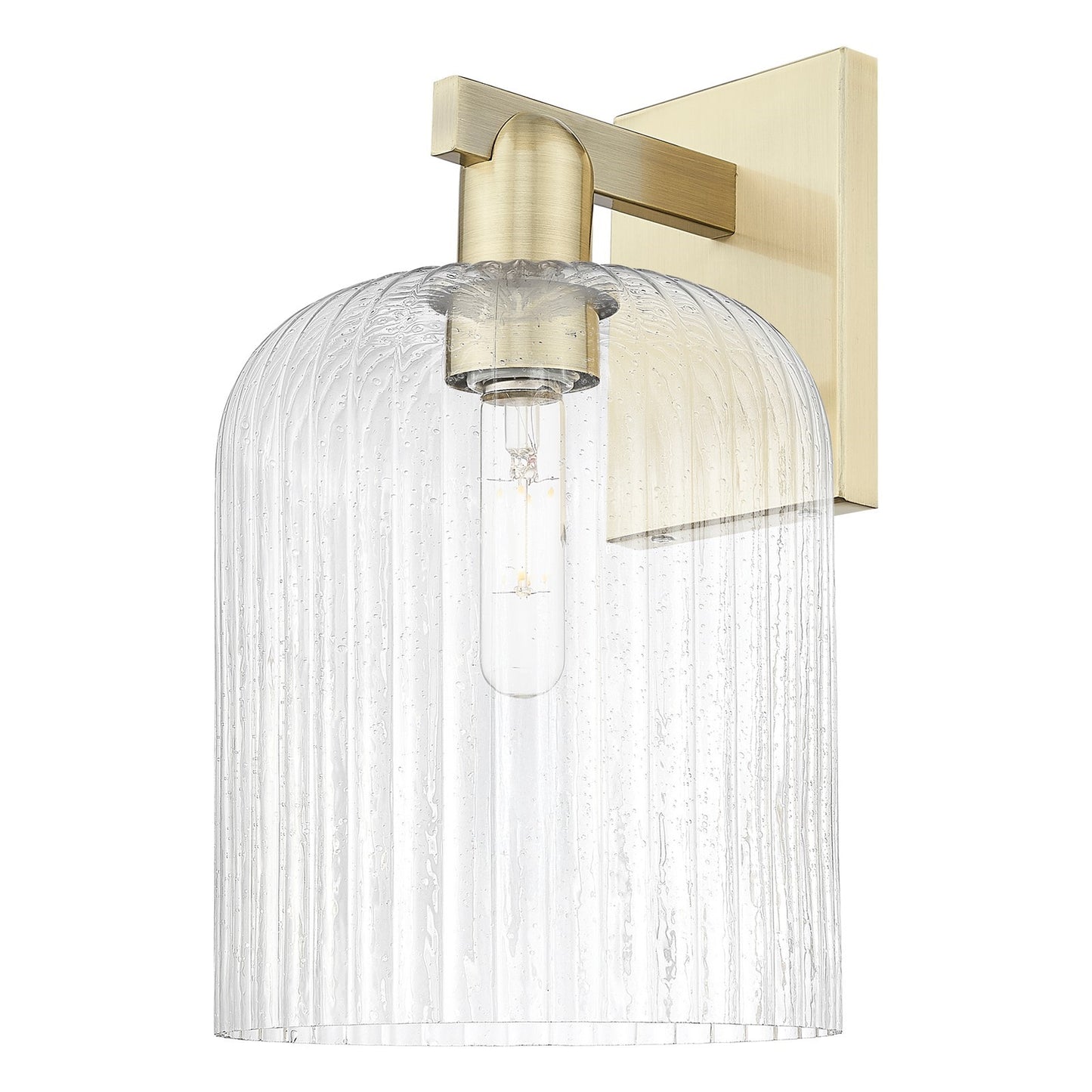 Innovations Bridal Veil 8in 1-Light Wall Sconce | Industrial Antique Brass Steel and Seedy Ribbed Glass | Damp Rated Hallway & | Model 716-1W-AB-G559-8SDY