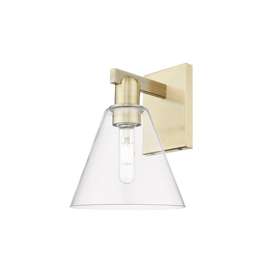 Innovations Berkshire Glass 8in 1-Light Wall Sconce | Industrial Antique Brass Steel and Clear Glass | Entryway & Hallway Accent | Model 716-1W-AB-GBC-82