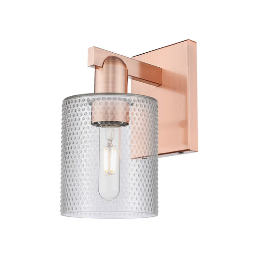 Innovations Cobbleskill 5in 1-Light Wall Sconce | Industrial Antique Copper Steel and Clear Water Glass | Bathroom & Hallway Accent | Model 716-1W-AC-G112