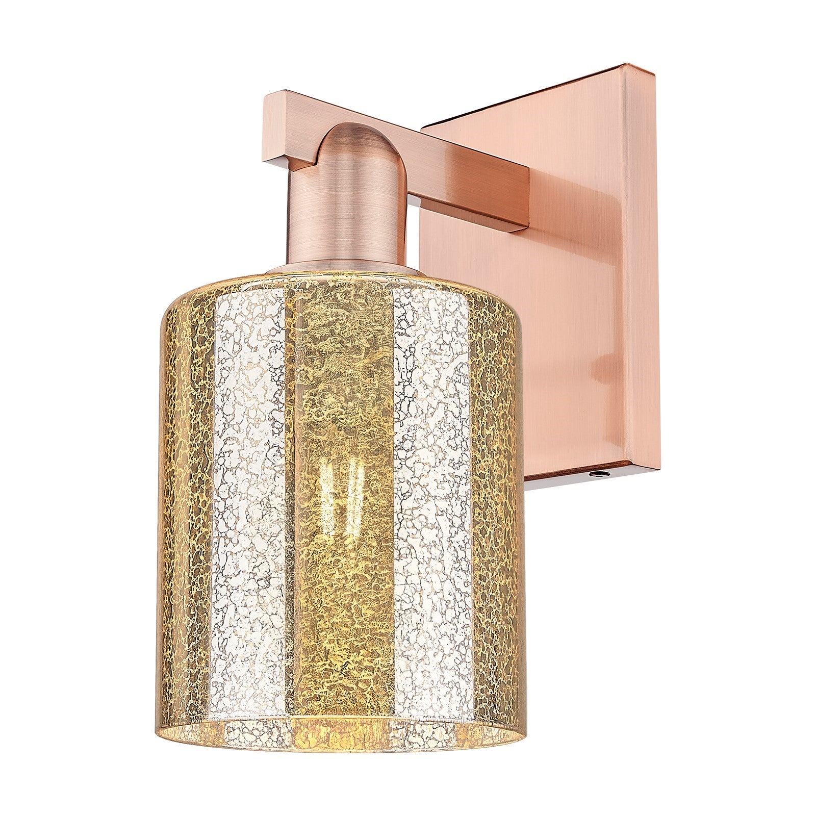 Innovations Cobbleskill 5in 1-Light Wall Sconce | Industrial Antique Copper Steel and Mercury Glass | Bedroom & Hallway Accent | 5 | Model 716-1W-AC-G116