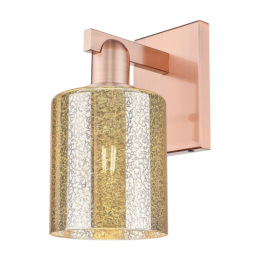 Innovations Cobbleskill 5in 1-Light Wall Sconce | Industrial Antique Copper Steel and Mercury Glass | Bedroom & Hallway Accent | 5 | Model 716-1W-AC-G116