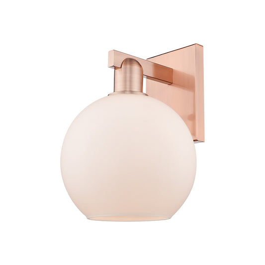 Innovations Athens 8in 1-Light Wall Sconce | Industrial Antique Copper Steel and Matte White Glass | Entryway & Hallway Accent | Model 716-1W-AC-G121-8