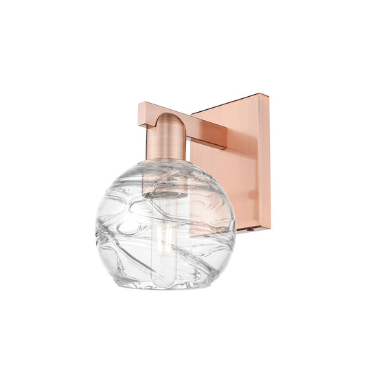 Innovations Athens Deco Swirl 6in 1-Light Wall Sconce | Industrial Antique Copper Steel and Clear Deco Swirl Glass | Living | Model 716-1W-AC-G1213-6CL