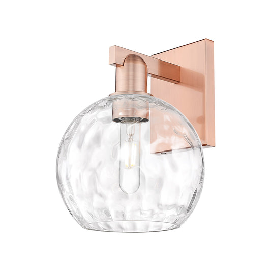 Innovations Athens Water Glass 8in 1-Light Wall Sconce | Industrial Antique Copper Steel and Clear Water Glass | Bathroom & | Model 716-1W-AC-G1215-8