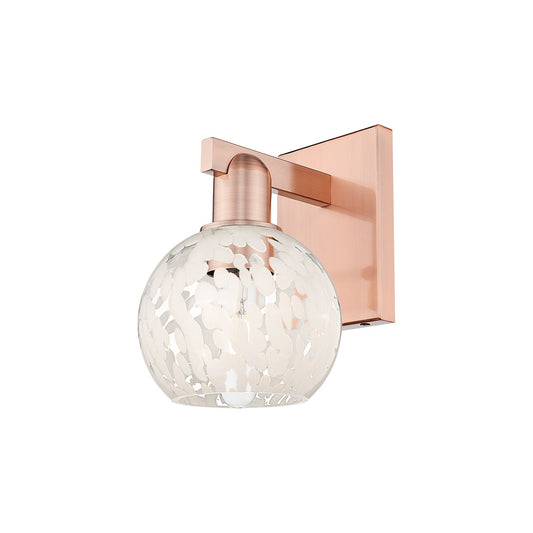 Innovations Lighting Arcadia 6in 1-Light Wall Sconce | Industrial Antique Copper and White Mouchette Glass | Bathroom & | Model 716-1W-AC-G1216-6WM
