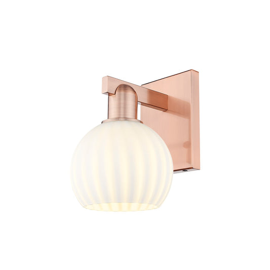 Innovations Lighting Arcadia 6in 1-Light Wall Sconce | Industrial Antique Copper and White Venetian Glass | Bathroom & Hallway | Model 716-1W-AC-G1217-6WV