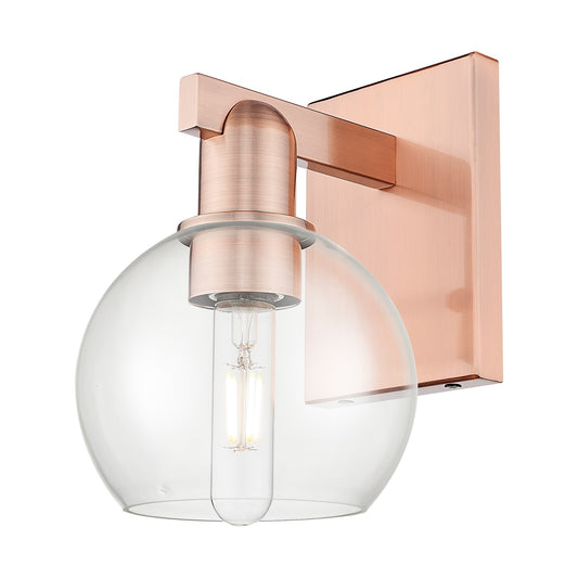 Innovations Athens 6in 1-Light Wall Sconce | Industrial Antique Copper Steel and Clear Glass | Entryway & Hallway Accent | 5.88 x | Model 716-1W-AC-G122-6