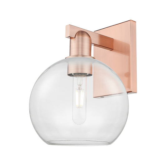 Innovations Athens 8in 1-Light Wall Sconce | Industrial Antique Copper Steel and Clear Glass | Bathroom & Hallway Accent | 8 x | Model 716-1W-AC-G122-8