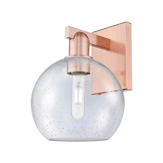 Innovations Athens 8in 1-Light Wall Sconce | Industrial Antique Copper Steel and Seedy Glass | Bathroom & Hallway Accent | 8 x | Model 716-1W-AC-G124-8