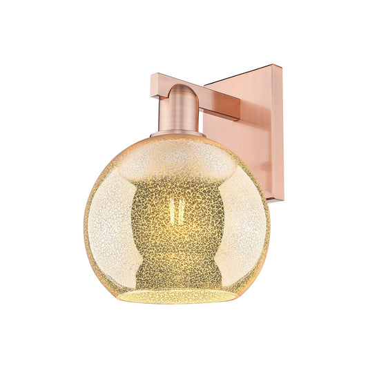 Innovations Athens 8in 1-Light Wall Sconce | Industrial Antique Copper Steel and Mercury Glass | Bathroom & Hallway Accent | 8 x | Model 716-1W-AC-G128-8