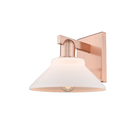 Innovations Orwell 8in 1-Light Wall Sconce | Industrial Antique Copper Steel and Matte White Glass | Bathroom & Hallway Accent | Model 716-1W-AC-G131