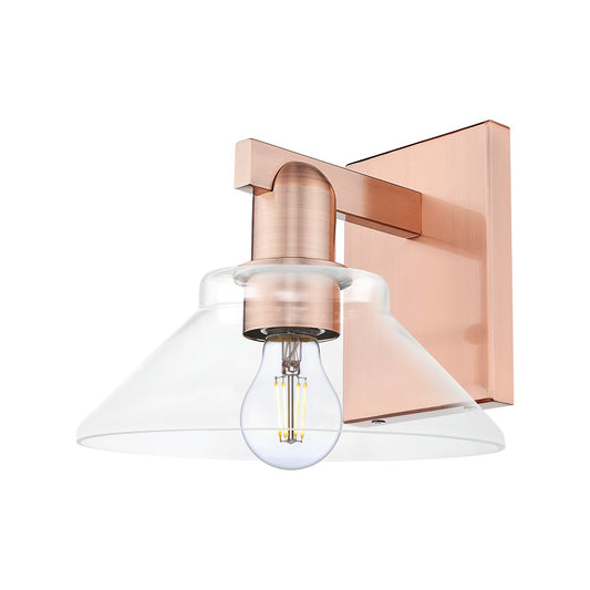 Innovations Orwell 8in 1-Light Wall Sconce | Industrial Antique Copper Steel and Clear Glass | Living Room & Hallway Accent | 8.38 | Model 716-1W-AC-G132