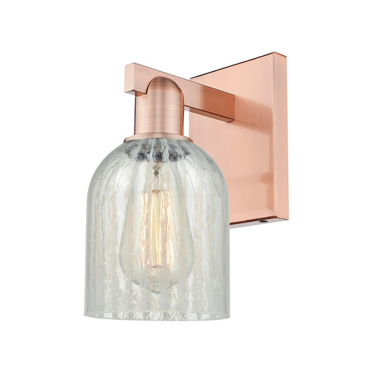 Innovations Caledonia 5in 1-Light Wall Sconce | Industrial Antique Copper Steel and Mouchette Glass | Hallway & Bathroom Accent | Model 716-1W-AC-G2511