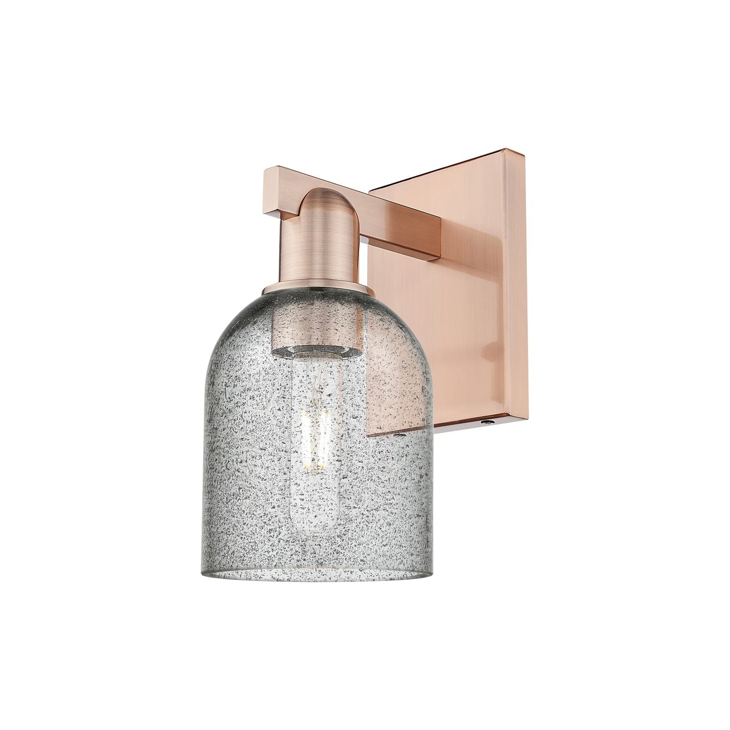 Innovations Caledonia 5in 1-Light Wall Sconce | Industrial Antique Copper Steel and Charcoal Glass | Living Room & Hallway Accent | Model 716-1W-AC-G257