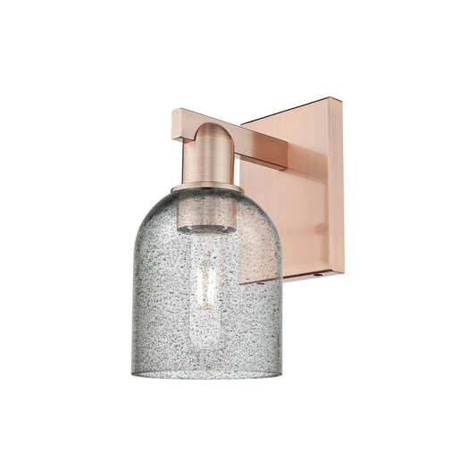 Innovations Caledonia 5in 1-Light Wall Sconce | Industrial Antique Copper Steel and Charcoal Glass | Living Room & Hallway Accent | Model 716-1W-AC-G257