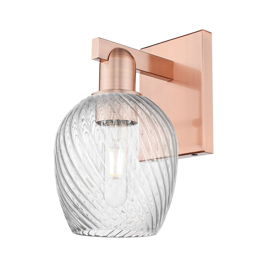 Innovations Salina 1-Light Wall Sconce | Industrial Antique Copper Steel and Clear Spiral Fluted Glass | Living Room & Hallway | Model 716-1W-AC-G292