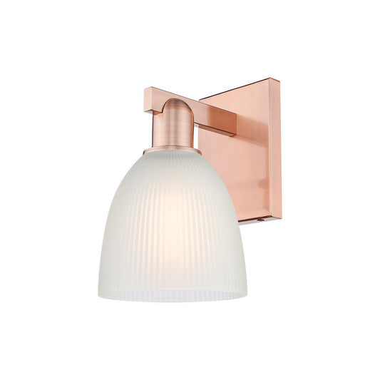 Innovations Castile 6in 1-Light Wall Sconce | Industrial Antique Copper and White Glass | Bathroom & Hallway Accent | 6 x 10.75 in | Model 716-1W-AC-G381