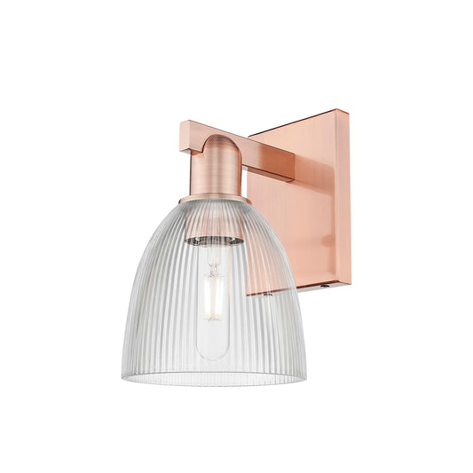 Innovations Castile 6in 1-Light Wall Sconce | Industrial Antique Copper and Clear Glass | Living Room & Hallway Accent | 6 x 10.75 | Model 716-1W-AC-G382