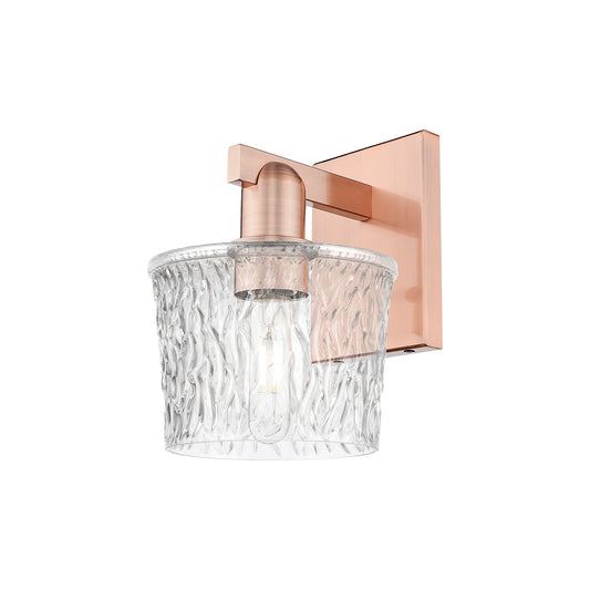 Innovations Niagara 1-Light Wall Sconce | Industrial Antique Copper Steel and Clear Textured Glass | Hallway & Bathroom Accent | Model 716-1W-AC-G402