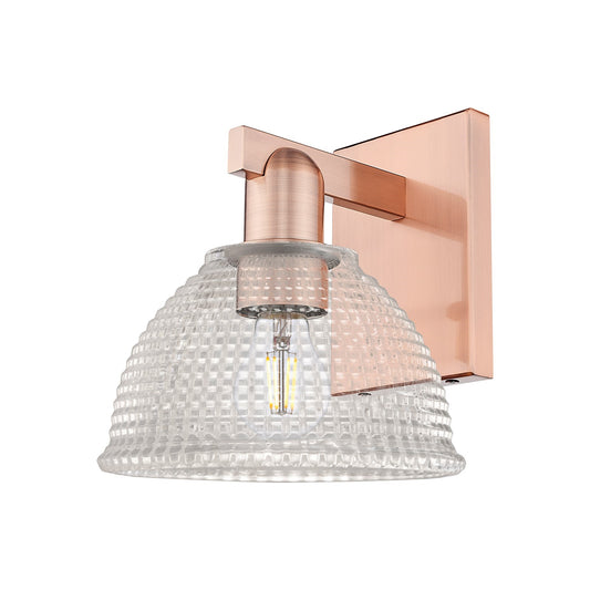 Innovations Arietta 8in 1-Light Wall Sconce | Industrial Antique Copper Steel and Clear Glass | Living Room & Hallway Accent | Model 716-1W-AC-G422