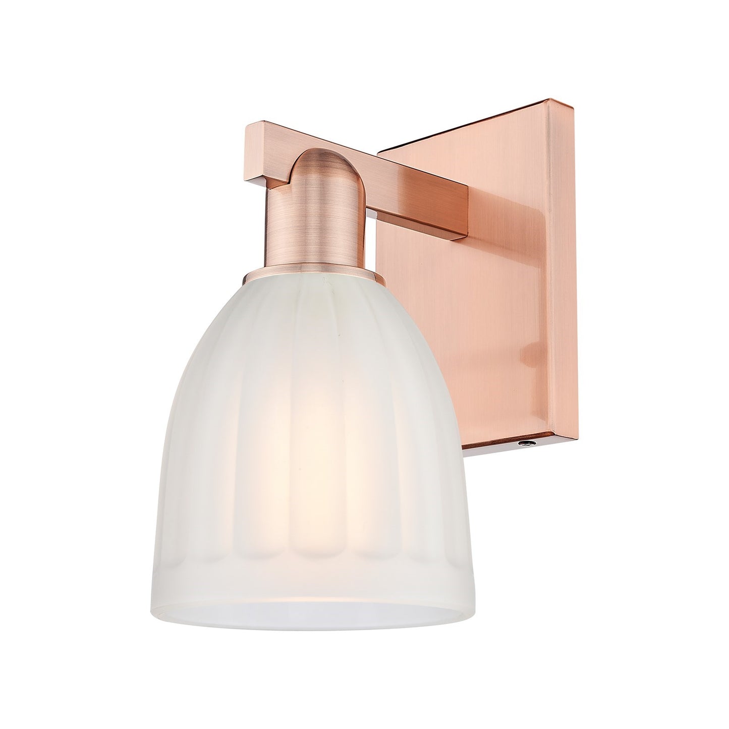 Innovations Brookfield 6in 1-Light Wall Sconce | Industrial Antique Copper Steel and White Ribbed Glass | Living Room & Hallway | Model 716-1W-AC-G441