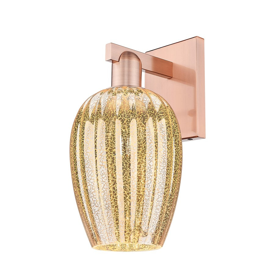 Innovations Preston 1Lt 6" Flute Sconce, Copper/Mercury