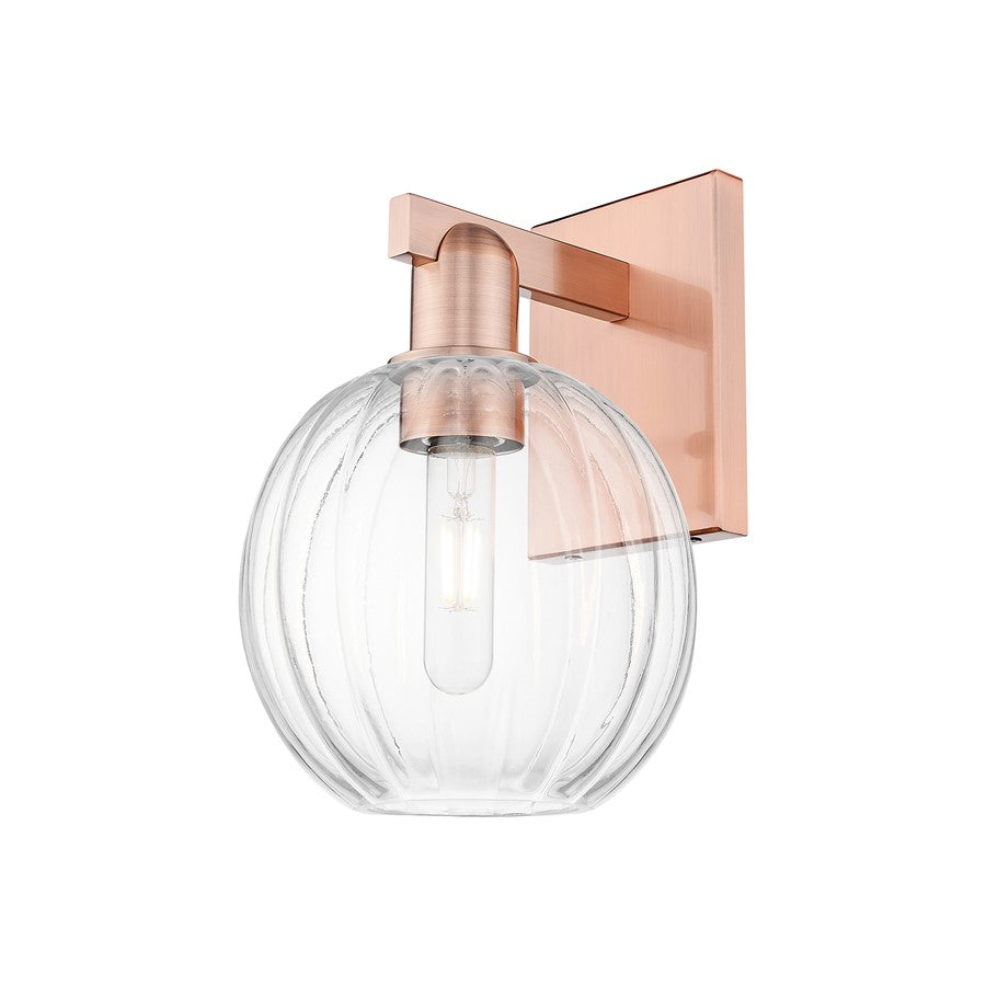 Innovations Preston 1Lt 7" Globe Wall Sconce, Copper/Clear