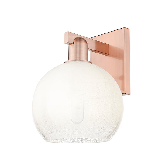 Innovations Brookhaven Globe 8in 1-Light Wall Sconce | Industrial Antique Copper Steel and Opal Glass | Damp-Rated Bathroom & | Model 716-1W-AC-G483-8OP