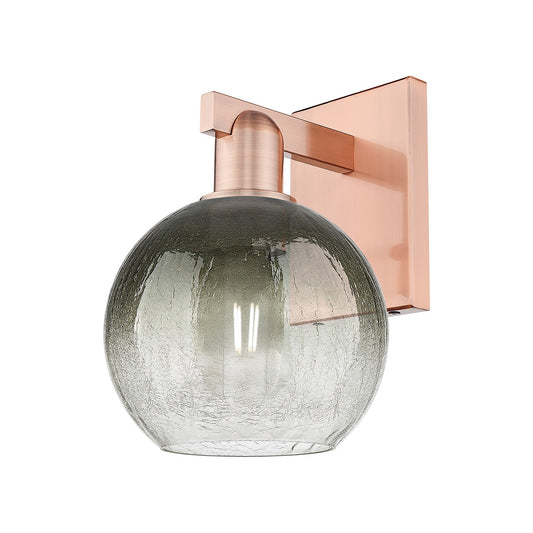 Innovations Brookhaven Globe 7.88in 1-Light Wall Sconce | Industrial Antique Copper Steel and Slate Glass | Bathroom & Hallway | Model 716-1W-AC-G483-8SL